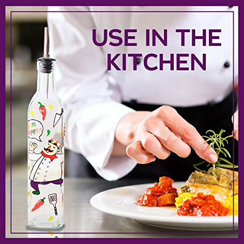 17oz Hand Painted Glass Olive Oil Bottle (chef)