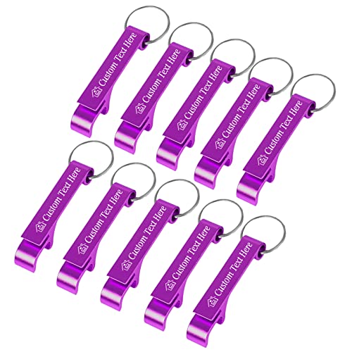 10PCS Personalized Bottle Opener Keychain Bulk Custom Beer Bottle Opener with Logo Text Engraved Wedding Bottle Opener Favors Customized Gifts for Guests Baby Shower Birthday Party (10 Count)