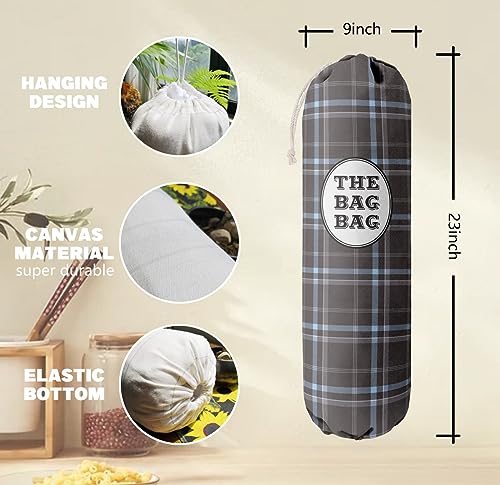 Classic Buffalo Check Plaid Grocery Bags Holder Organizer (Deep Gray Grid)