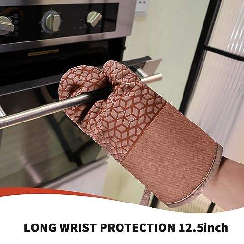 Oven Mitts And Pot Holders Set 6Pcs (Brown)