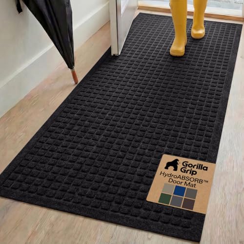 HydroABSORB Door Mat for Indoor Outdoor Use (Black / 72" X 24")