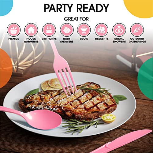 Party Solids Pink Plastic Spoons (Pink / Spoons)
