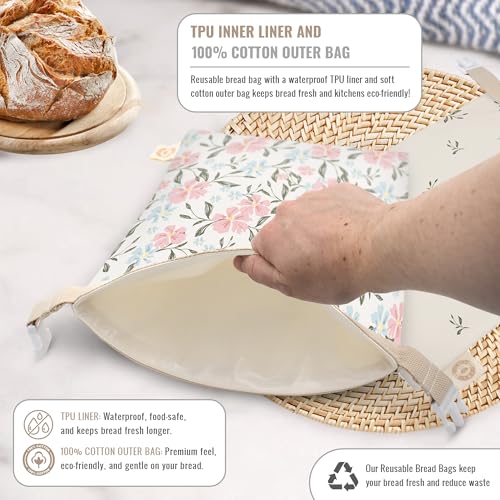 Reusable Bread Bag Set for Home Bakers (Hibiscus)