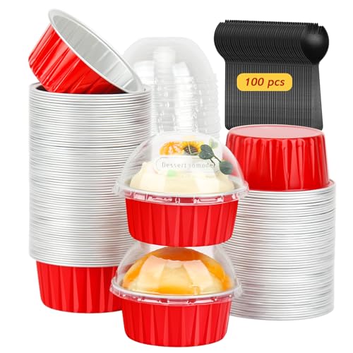 5oz Cupcake Tins with Dome Lids 100 Pack (100 Count)