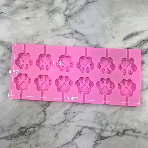 12 Capacity Cat Paw Silicone Lollipop Mold Set (Cat Paw Pink)