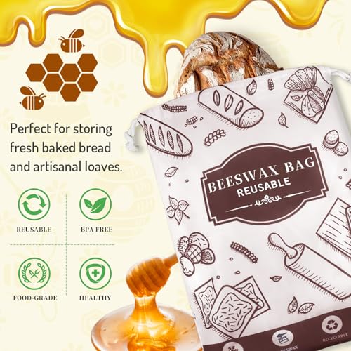 2 Pack Beeswax Bread Bags for Homemade Bread