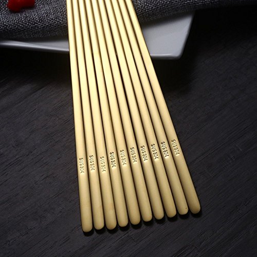 5 Pairs Gold Flat Chopsticks (gold-flat chopstick)