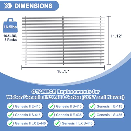 66097 Grill Grates with Grill 66041 66796 Flavorizer Bars Heat Deflectors for Weber Genesis II Grill Parts