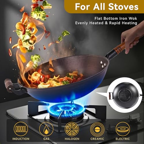 12.6" Cast Iron Wok with Glass Lid (12.5 Inch)