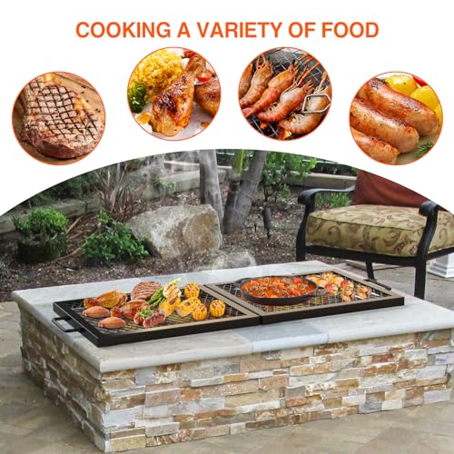 Foldable Rectangular Heavy‑Duty Steel Fire Pit Cooking Grate (36 inch)
