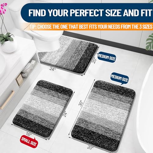 Small Bathroom Rugs 24x16 (24" X 16" / Black)