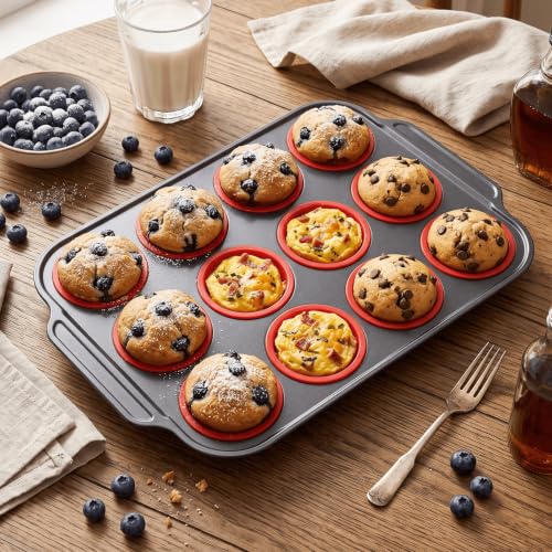 Silicone Muffin Pan for Baking with Metal Frame