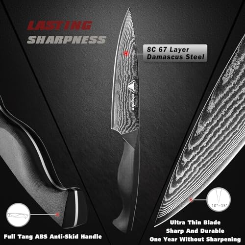 Professional Chef Knife 6.5" Damascus Kitchen Knife 8C High carbon stainless steel Super sharp (6.5")