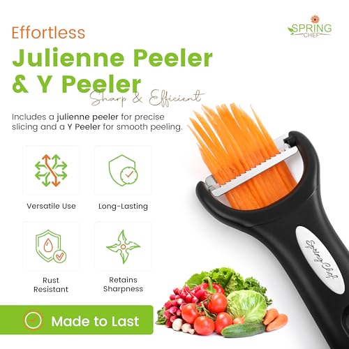 Premium Y & Vegetable Julienne Peeler Set for Kitchen with Stainless Steel Sharp Blades (2 Count)