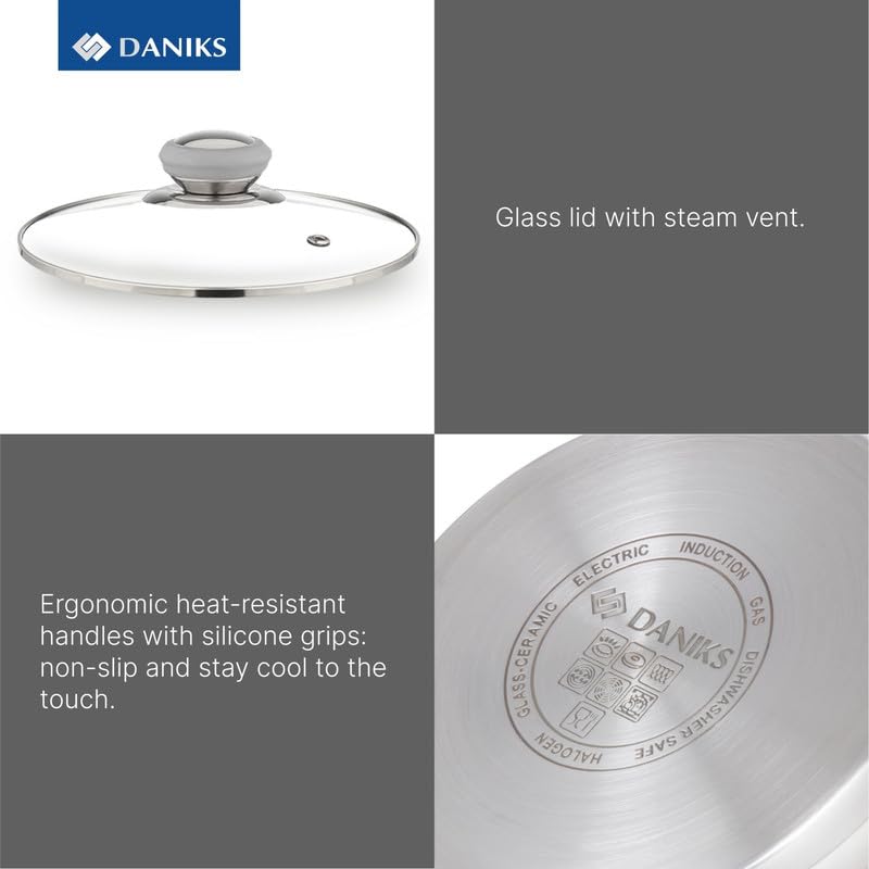 Modern 7 Quart Stainless Steel Stock Pot with Glass Lid (7 Qt)