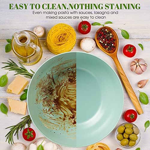 Bamboo Fiber 10 ″ Large Salad Serving Bowl Set with Wooden Lid & Servers (9.84 inch / Turquoise)