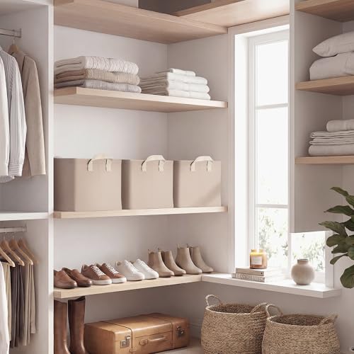 Fabric Storage Bins (Light Brown / 16 ½" L x 12" W x 10 ¼" H)