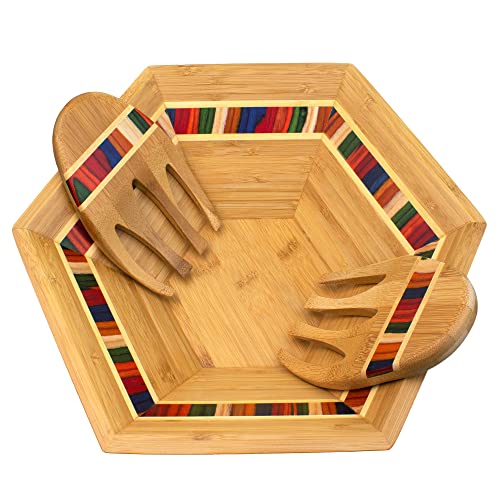 Baltique Marrakesh Collection 14" Salad Serving Bowl with Salad Hands (Marrakesh)