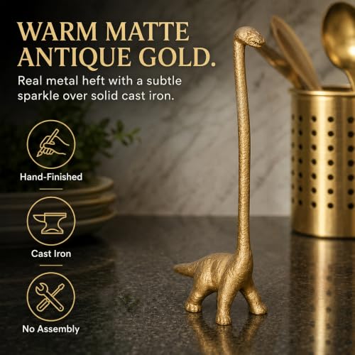 Gold Dino Paper Towel Holder & Metal Toilet Paper Holder Stand (Gold Dino)