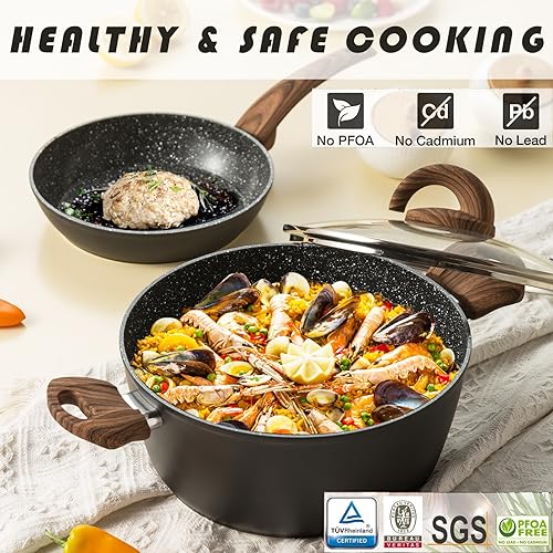 Non Stick Pots and Pans Set (12 pieces Black)