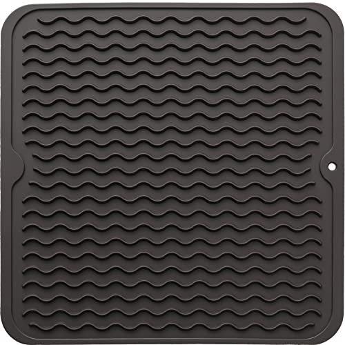 Silicone Dish Drying Mat for Multiple Usage (Coffee / 12"L x 12"W)