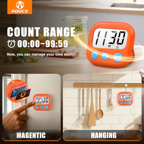 Digital Kitchen Timers for Cooking (2 Count)