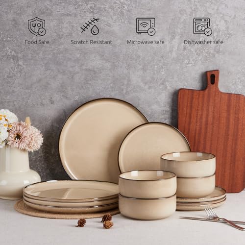 18 Piece Dinnerware Sets (Sandy Beige / Service for 6)