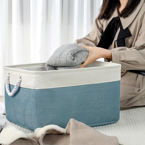 Storage Baskets for Organizing (White And Green / 3PCS/X Large -17.7Lx13.8Wx9.8H)