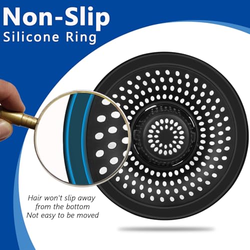 Drain Hair Catcher Tub Drain Protector (Black)