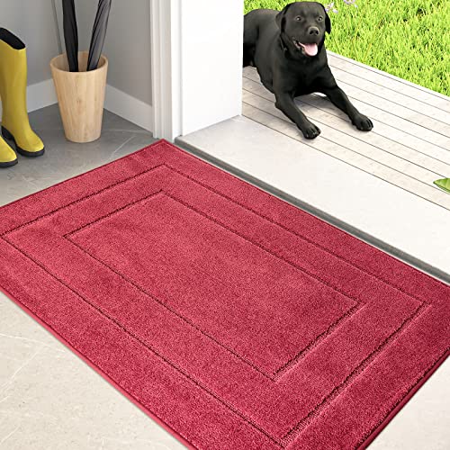 Dirt Trapping Door Mat Indoor Entrance (Burgundy Red / 24" X 35.5" (Rectangular))