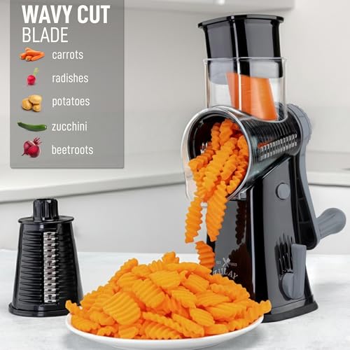 Rotary Cheese Grater Manual Hand Crank 5 Blade Shredder