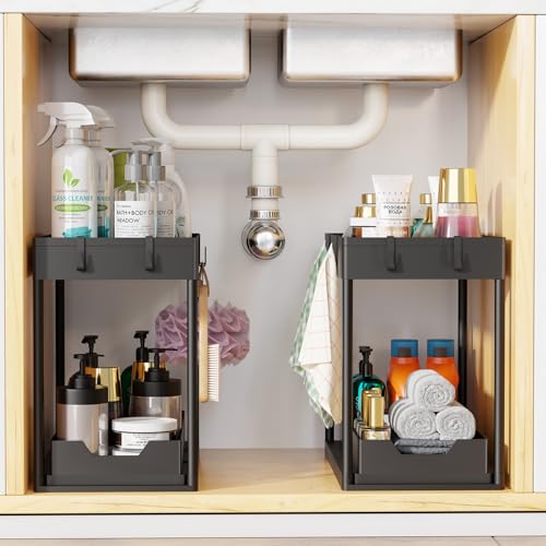 Under Sink Organizer 2 Pack (Black / 2 pack)