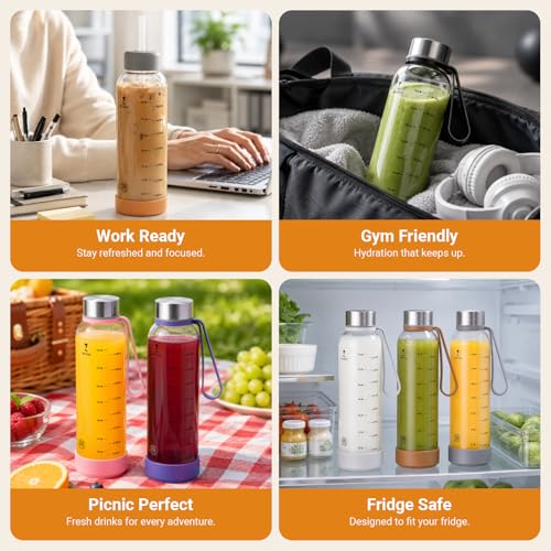 18 oz Glass Water Bottles (Clear-06-4p/18oz / 18oz)