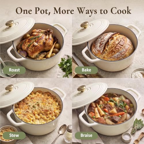Enameled Cast Iron Dutch Oven (5.5 Quart / Warm White)