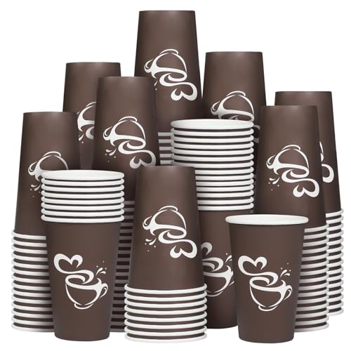 16 oz 180 Count Paper Coffee Cups Disposable Hot Coffee Cups Brown (Brown / 16OZ-180 Pack)
