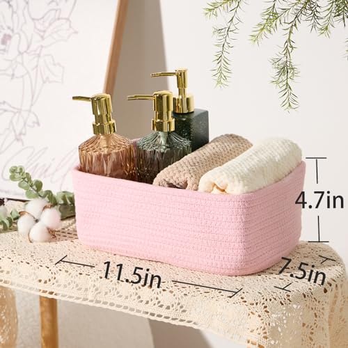 Small Storage Baskets for Organizing (3pcs-L11.5xW7.5xH4.7" / Pink)
