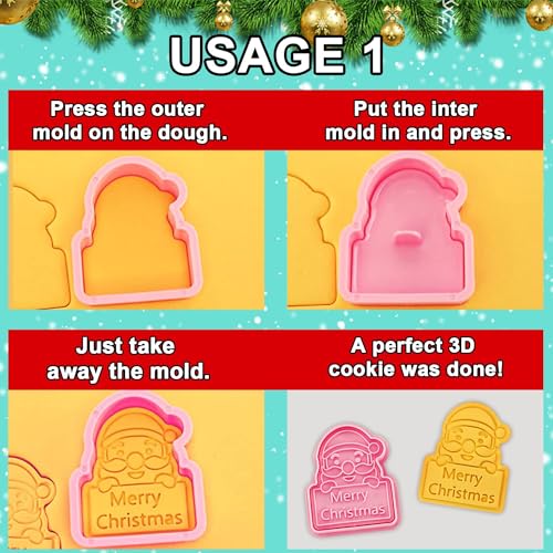 3D Christmas Cookie Cutters (8Packs Christmas Cookie Cutters)