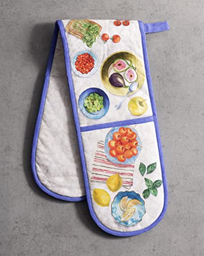 Double Oven Mitts 100% Cotton Double Oven Glove (078 - Gourmand / 7" x 35" (Double Oven Mitt))