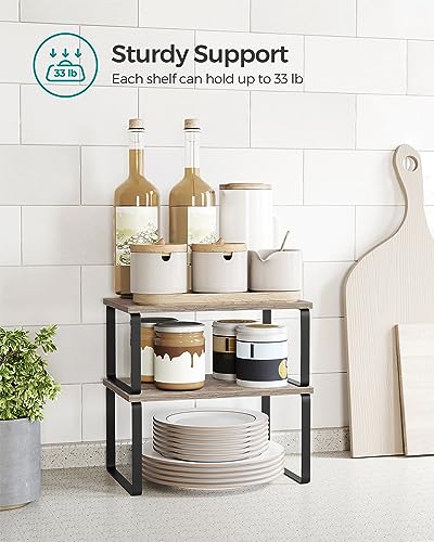 Cabinet Organizer Shelf (Black + Greige / 11.7"W)