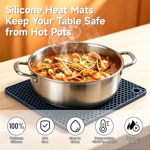 Trivets for Hot Dishes (Navy Blue: Square & Round)
