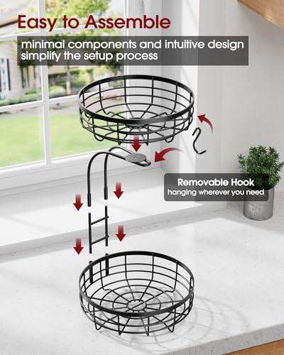 Fruit Basket for Kitchen Counter (Black / 2 Tier Standard)