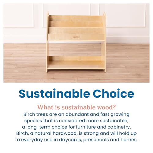 3 Shelf Floor Book Display with Handles and Storage (Natural)