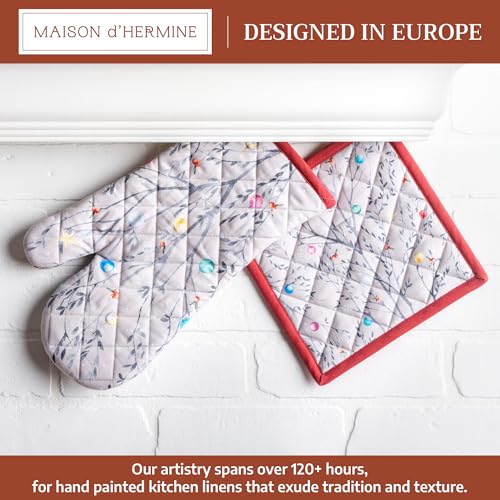 100% Cotton Oven Mitt & Pot Holder Set (111 - Fairy Christmas / 7.5" x 13" & 8" x 8" (Oven Mitt & Pot Holder))
