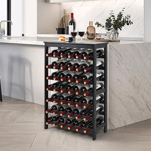 42 Bottles Bamboo Wine Rack (Black / 7-Tier)