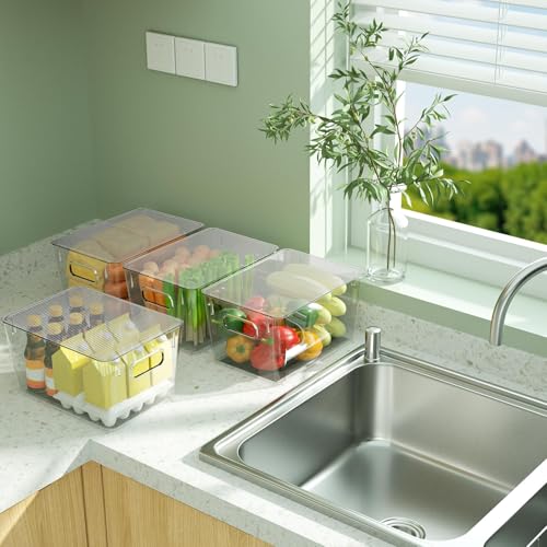 Clear Stackable Storage Bins with Lids (XL(13x7.4x7))