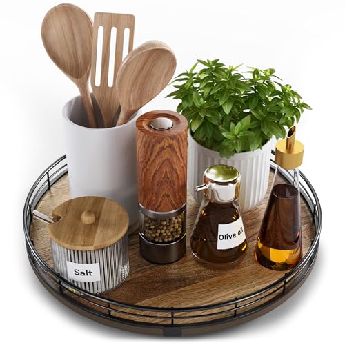 Acacia Wood 12" Lazy Susan Turntable Organizer for Table Top