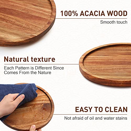 6 Pcs 9 inch Acacia Wood Lazy Susan Organizers for Kitchen (6 Count)