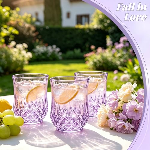 40 Pack Plastic Stemless Wine Glasses (Purple)