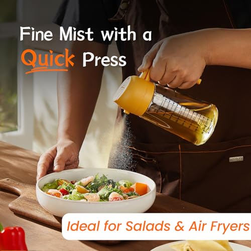 16oz 470ml Glass Olive Oil Sprayer for Cooking (Yellow)