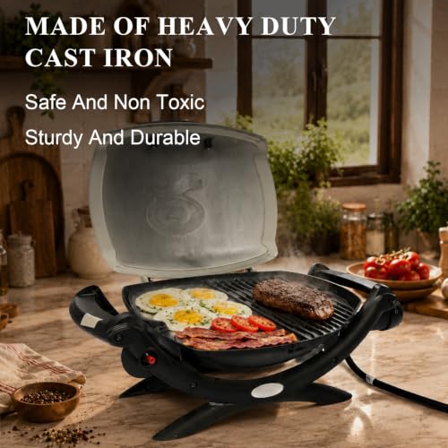 Cast Iron Griddle for Weber Q100 (12.6" x 8.6" x 0.5")